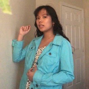 🦋🌙 Aqua/Teal Blue Denim Jacket